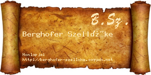 Berghofer Szellőke névjegykártya